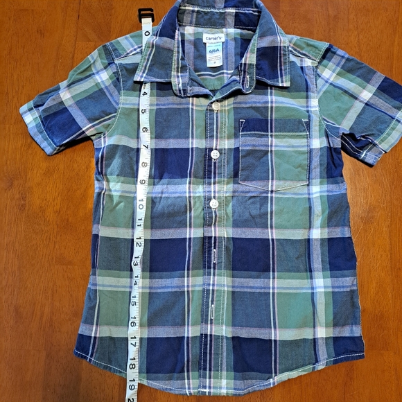Boys Green/Blue Button-Down Plaid Short Sleeve Size 6 *Same Day Shipping* - Picture 2 of 8